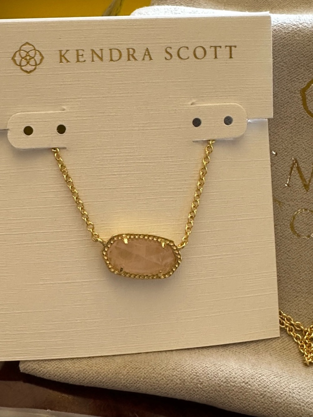 Kendra Scott Elisa Gold w/ Rose Quartz Necklace NEW - Picture 7 of 12